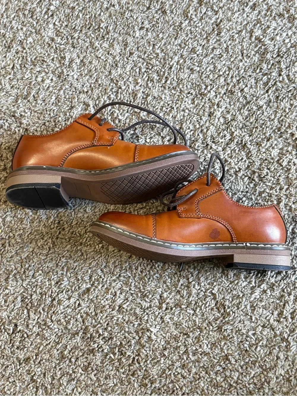 Bruno Marc Boys Brown Dress Shoes Size 11 Cap Toe Lace-Up Formal Wedding Shoes